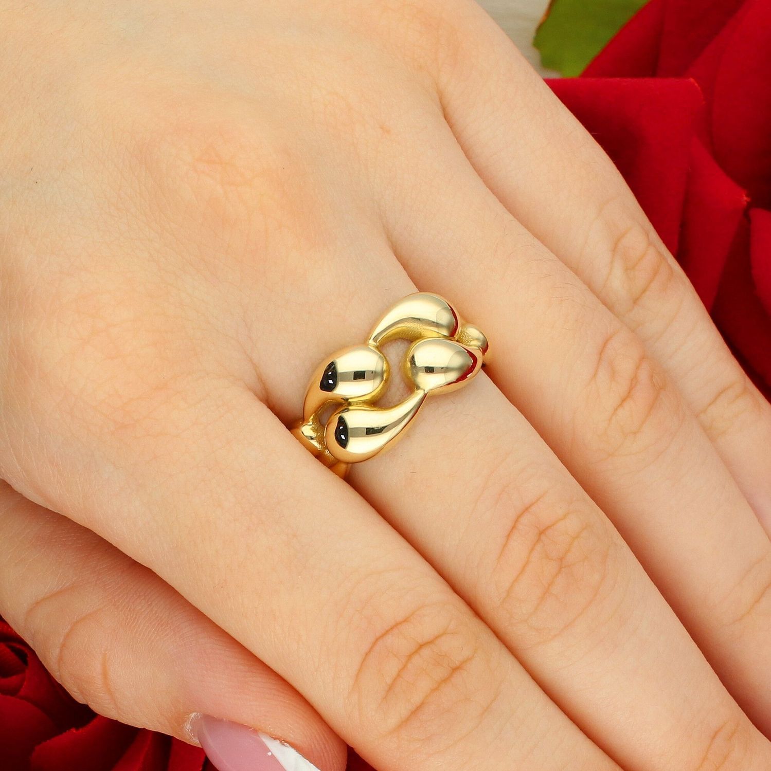 Złoty Pierścionek Damski 375 – designerski, motyw kropla, trendy.jpg